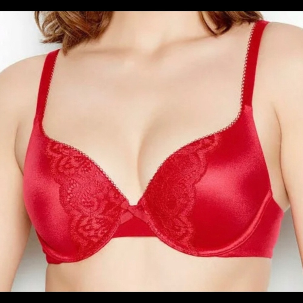Victoria Secret Body By Victoria Perfect Shape Athena Lace Push-up Bra 38C Red
